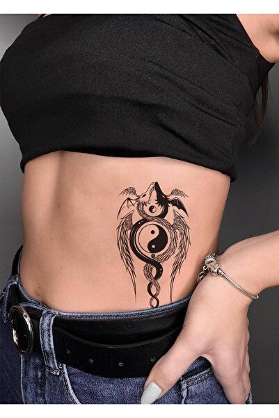 BP Tattoo Yin Yang Ejderha Büyük Boy Geçici Dövme