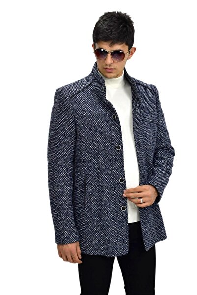 DYNAMO Чоловічий кашеміровий пальто з коміром-стійкою 9005 BGL-ST03244