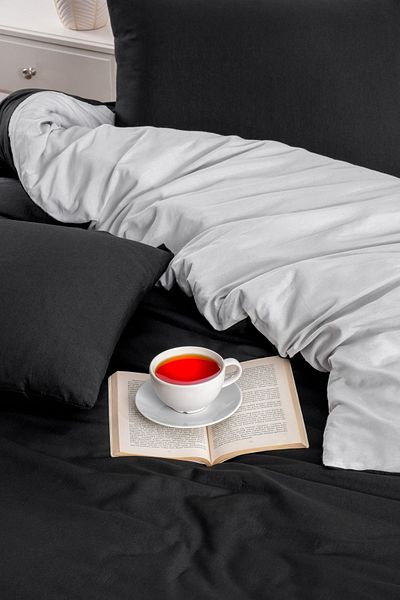 TİNİMİNİ HOME Back to Black Double Duvet Cover Set - Elastic Sheet and 2 Pillowcases