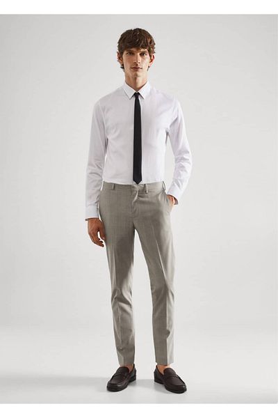 MANGO Man Super Slim Fit Patterned Fabric Trousers