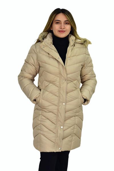 Woow Palton puf cu glugă pentru femei 7045 BGL-ST03291