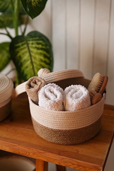 LİSYA HOME Küçük Boy Çok Amaçlı Düzenleyici, Kapaklı Saklama Kutusu, Hasır Sepet