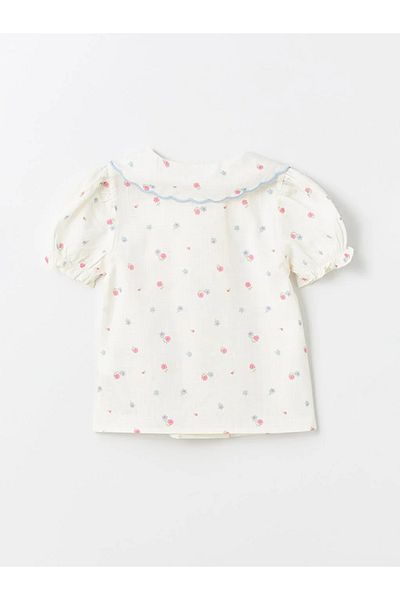 LC Waikiki LCW baby Peter Pan Collar Short Sleeve Baby Girl Shirt