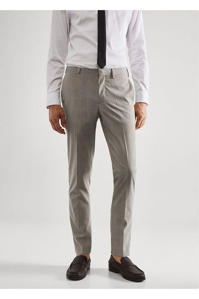 MANGO Man Super Slim Fit Patterned Fabric Trousers