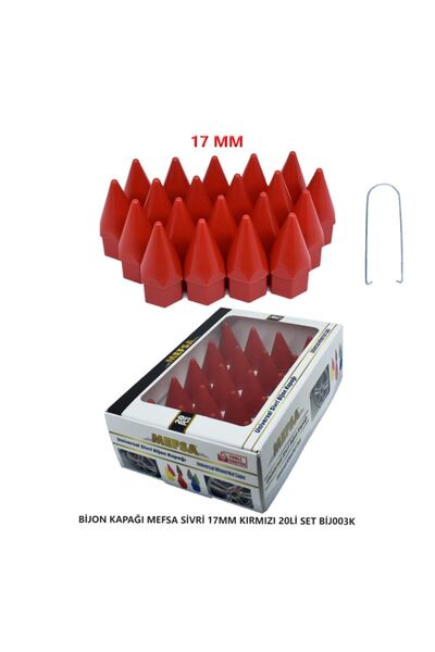 mefsa A Kalite Bijon Kapağı Sivri 17 Mm Kırmızı 20 Li Set