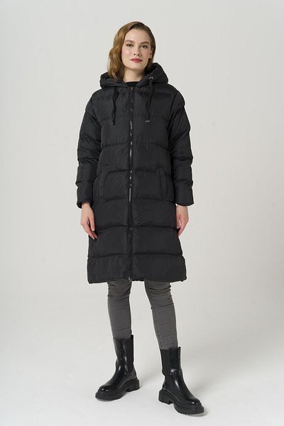 Olcay Puffermantel aus Grosgrain mit Kapuze, Schwarz, 6404