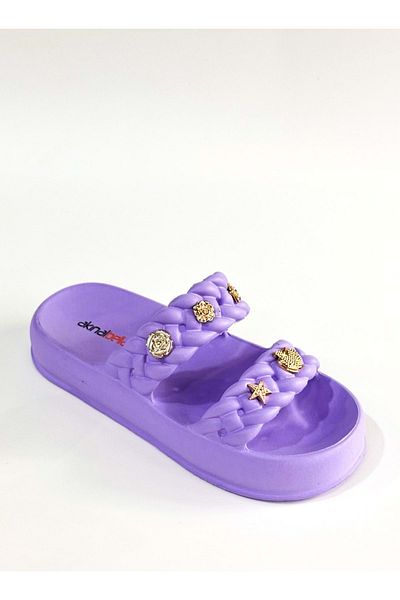 Akınal Bella Akınalbella Lilac Eva Slippers - Bulutmod Ba04494, Daily Travel with Two Belts - 40