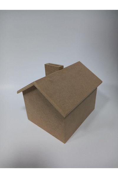 Yıldız Hobi Kırtasiye Paintable Wooden Raw MDF Home Piggy Bank (13x14x18 Cm)