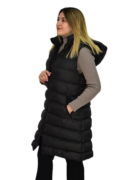 Woow Дамски дълъг елек с качулка 2308 BGL-ST03275