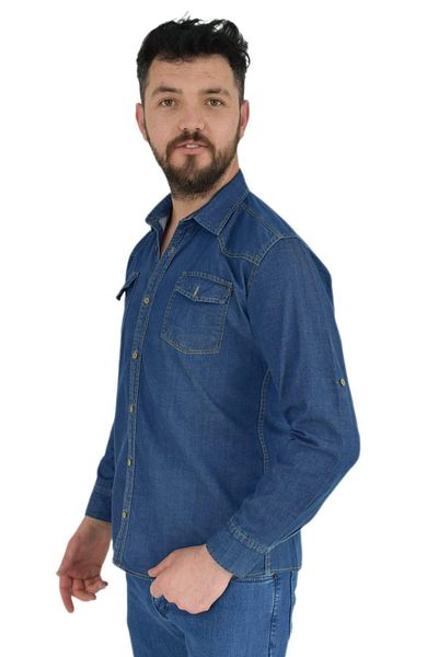 BAGLAN Мъжка дънкова риза с два джоба Silim Fit Bgl-st02756