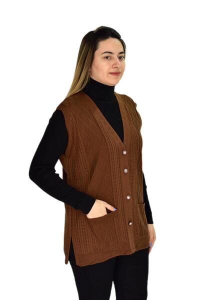 Çalıkuşu Дамски плетен елек с джоб - Bgl-st03344