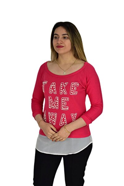 BRG JEANS Women's Bead Embroidered Boat Neck Sweatshirt Brg-37415