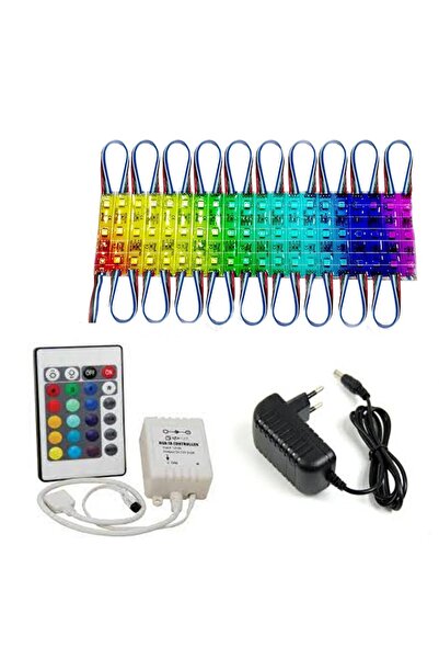 LEDONLİNE 10 Ledli Tak Çalıştır Rgb Led Seti 12v 3 Çipli Rgb Modül Led