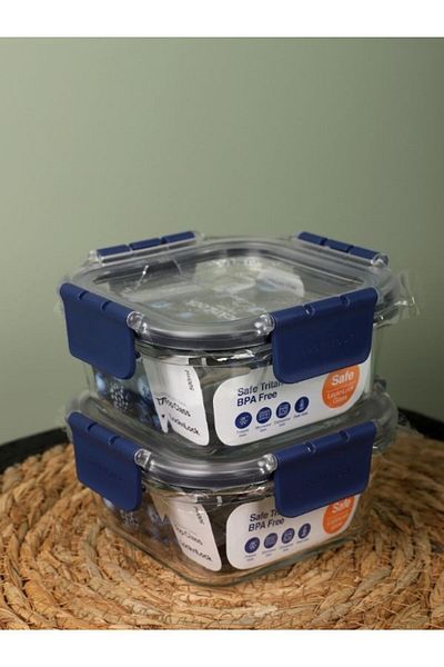 Viyalente 2 Lock & Lock Airtight Glass Storage Container 500 ml| 400°C Safe as Heat