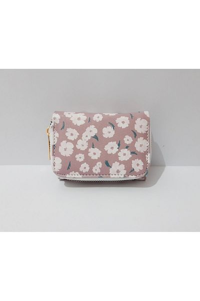 renkli çiçekler 11x8 CM Pink Daisy Patterned Children's Wallet