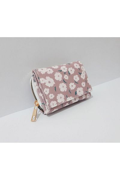 renkli çiçekler 11x8 CM Pink Daisy Patterned Children's Wallet