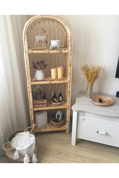 SOFA Dekoratif Hasır Raf Ayakkabılı Kitaplık Rafı Modeli 4 Kat