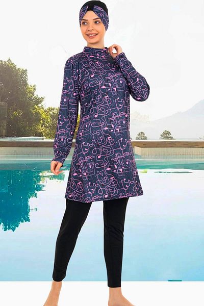 MEBA Μαύρο μακρυμάνικο Quick Dry Lycra Full Covered Hijab μαγιό -20