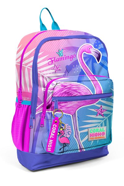 Coral High Copii, patru secțiuni, cu model flamingo, roz lavandă 23705