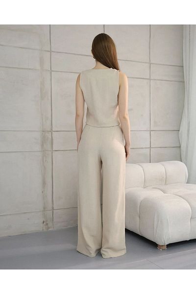 ZF BUTİK Sofia Linen - Zseb mellény és nadrág szett