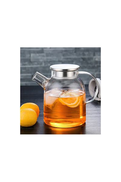 MBB ETİCARET Steel Lid Borosilicate Glass Teapot 1500ML Royaleks-CM-2003