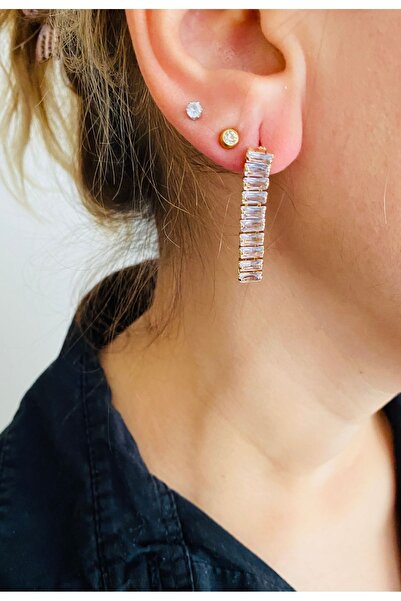 xesha Altın Kaplama Çelik Baget Su Yolu Küpe