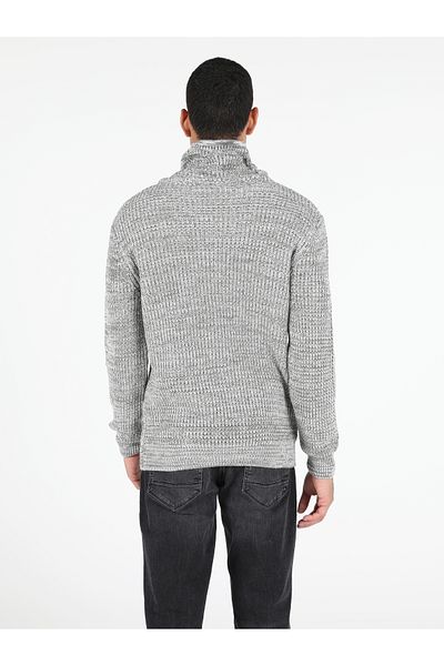 Colin's Men's Gray Melange Slim Fit Raft Collar Sweater - Cl 1045883