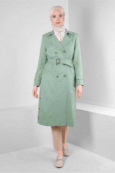 Alvina KRUVAZE COLLAR BELTED BUTTONED TRENCH COAT 10758