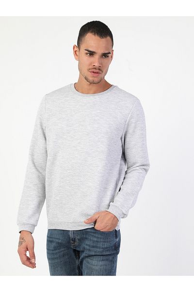 Colin's Men's Gray Melange Regular Fit Sweatshirt - Cl 1046286