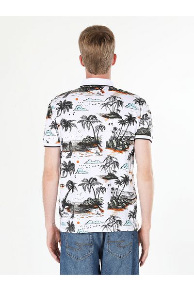 Colin's Men's Polo Neck Printed T-Shirt - Multi Color, Regular Fit, Short Sleeve Cl 1057830
