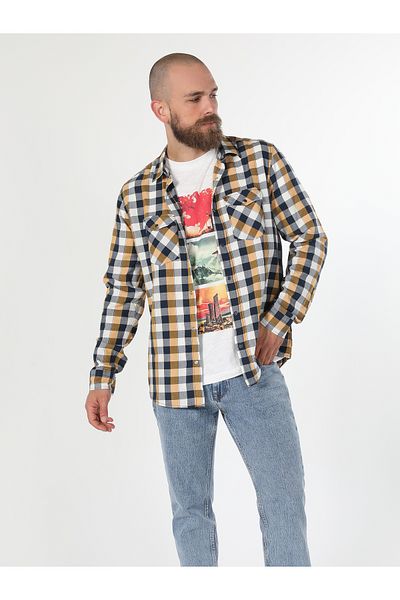 Colin's Cămașă galbenă pentru bărbați cu mânecă lungă slim fit - Cl 1057639