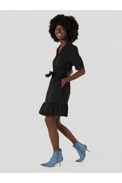 Colin's Rochie de damă neagră plisată Regular Fit - Cl 1057649