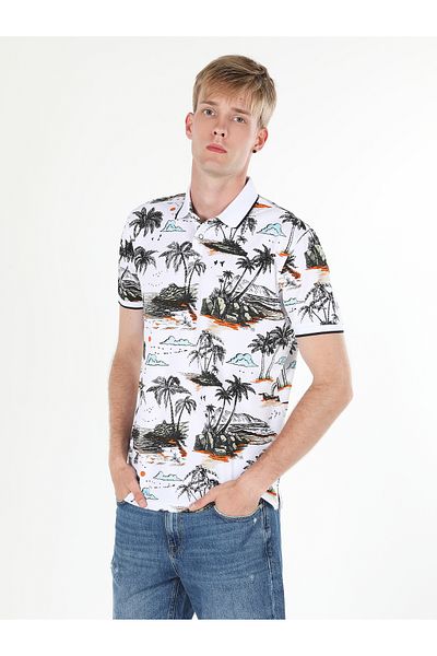 Colin's Men's Polo Neck Printed T-Shirt - Multi Color, Regular Fit, Short Sleeve Cl 1057830