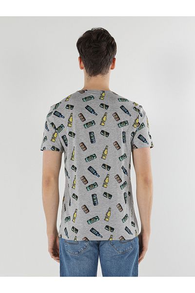 Colin's Regular Fit Crew Neck Printed Gray Men's Short Sleeve T-Shirt Cl 1057533