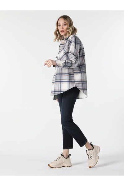 Colin's Regular Fit Pocket Λεπτομερές καρό μοτίβο Πολύχρωμο Γυναικείο Παλτό Cl 1057287