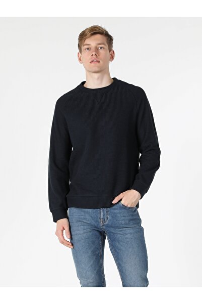 Colin's Regular Fit Bisiklet Yaka Normal Kesim Lacivert Erkek Tshirt Uzun Kol Tişört Cl1057263