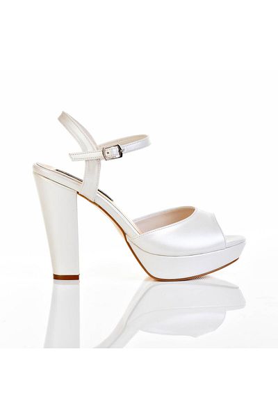 Sevim Ayakkabı Women's Pearl White Ankle Strap Evening Dress Shoes