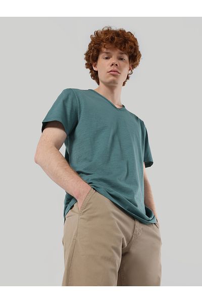 Colin's Ανδρικό κοντομάνικο μπλουζάκι Regular Fit Crew Neck Απλό πράσινο Cl 1058584