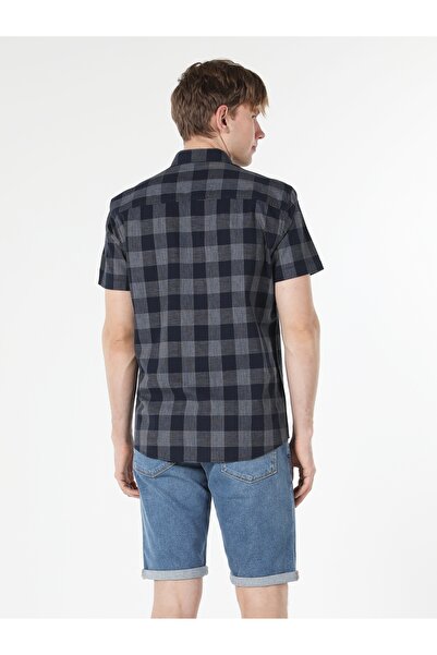 Colin's Сорочка Regular Fit з коміром у клітинку, темно-синя, чоловіча, з короткими рукавами Cl1058646