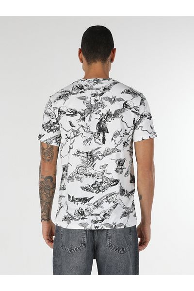 Colin's Tricou alb cu decolteu rotund pentru bărbați - Cl 1061147