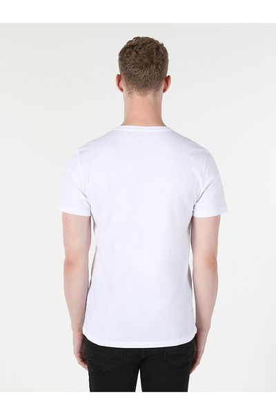 Colin's Tricou cu mânecă scurtă pentru bărbați, alb, cu decolteu, cu croială normală, Cl 1059641