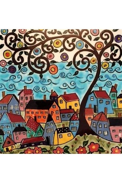 MARCEL SANAT 50x50cm Colorful Trapezoid Houses Diamond Mosaic Painting