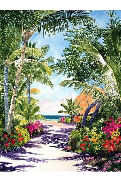 MARCEL SANAT Floral Tropical Island Diamond Mosaic Painting 43x58cm