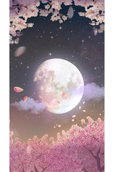 MARCEL SANAT Pink Flowers And Full Moon Diamond Mosaic Painting 30x53cm