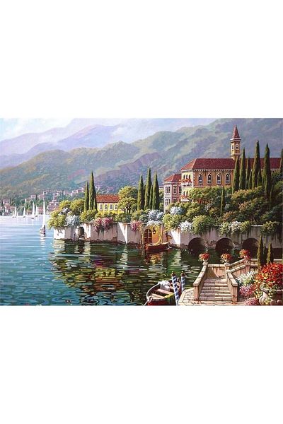 MARCEL SANAT Lilac on the Lake Shore Marcel Art Diamond Mosaic Puzzle Painting76x50