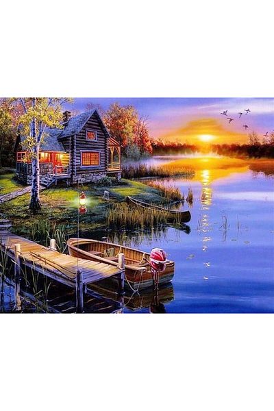 MARCEL SANAT Overnight Scenery from Diamond Mosaic Pier - 64x51 Painting