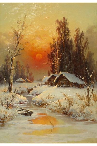 MARCEL SANAT Winter Sun in the Snowy Village Diamond Mosaic Painting 41x58cm