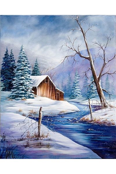 MARCEL SANAT Wooden Hut in Snowy Village Diamond Mosaic Painting 40x50cm