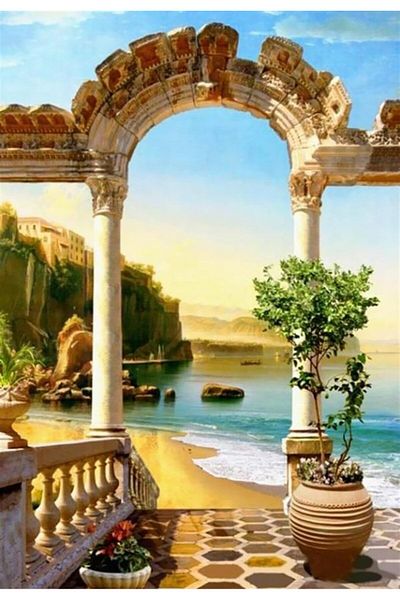 MARCEL SANAT Marble Columns on the Shore PixArt Art Diamond Mosaic Painting Diamond Turkey 51*74