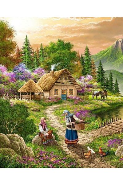 MARCEL SANAT Women in Floral Village Diamond Mosaic Painting 51x61cm